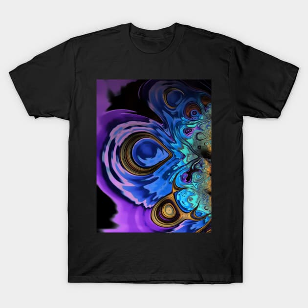 Blue and Gold Abstract T-Shirt by Mistywisp